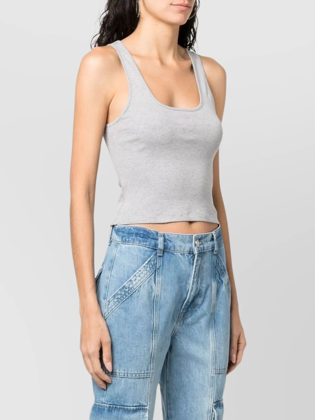 Gcds Ribbed Scoop Neck Sleeveless Top