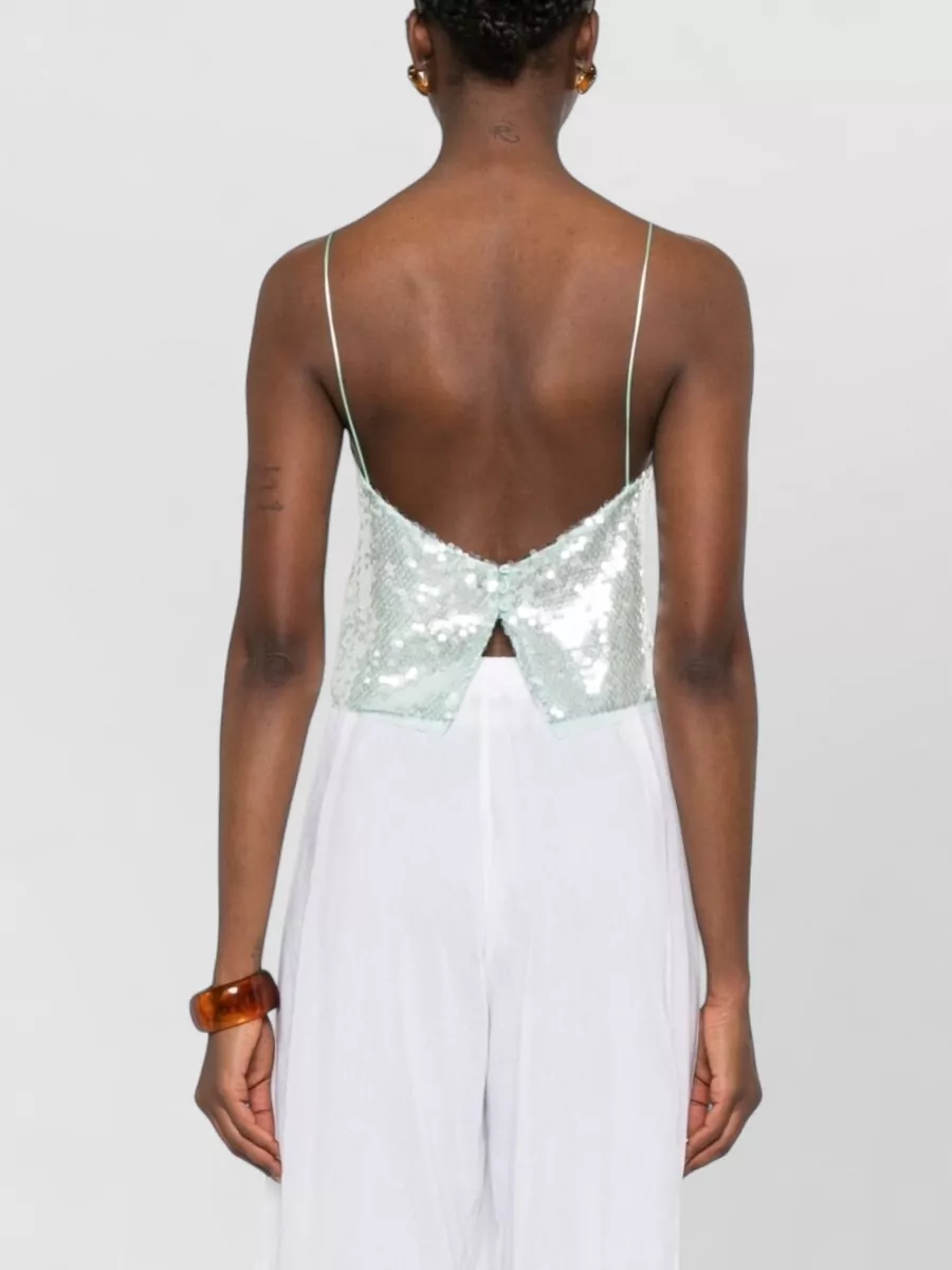 Forte Forte Sequined Spaghetti-Strap Top