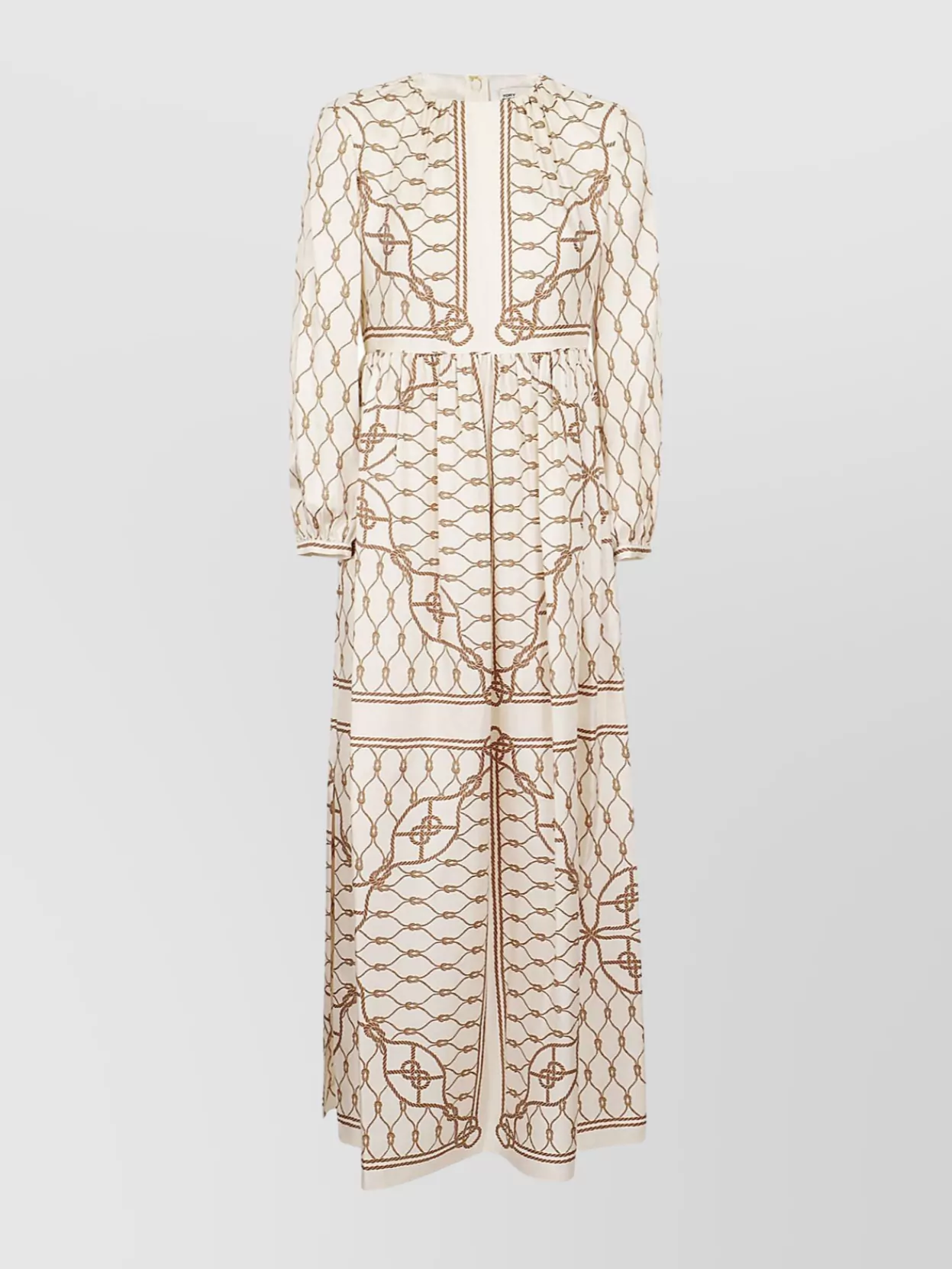 Shop Tory Burch Silk Chain Print Midi Dress With Long Sleeves