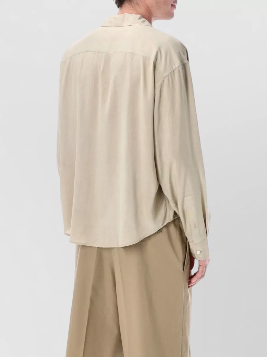 Ami Paris Silk Relaxed-Fit Long-Sleeve Shirt