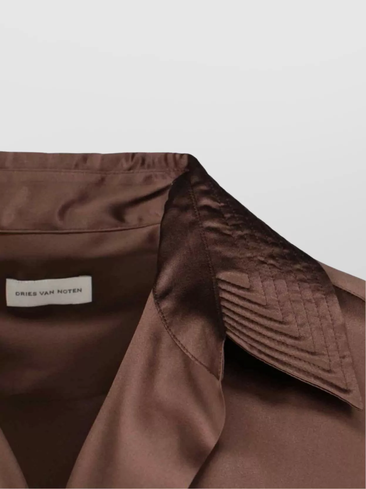 Dries Van Noten Satin Long Sleeve Draped Top With Buttons