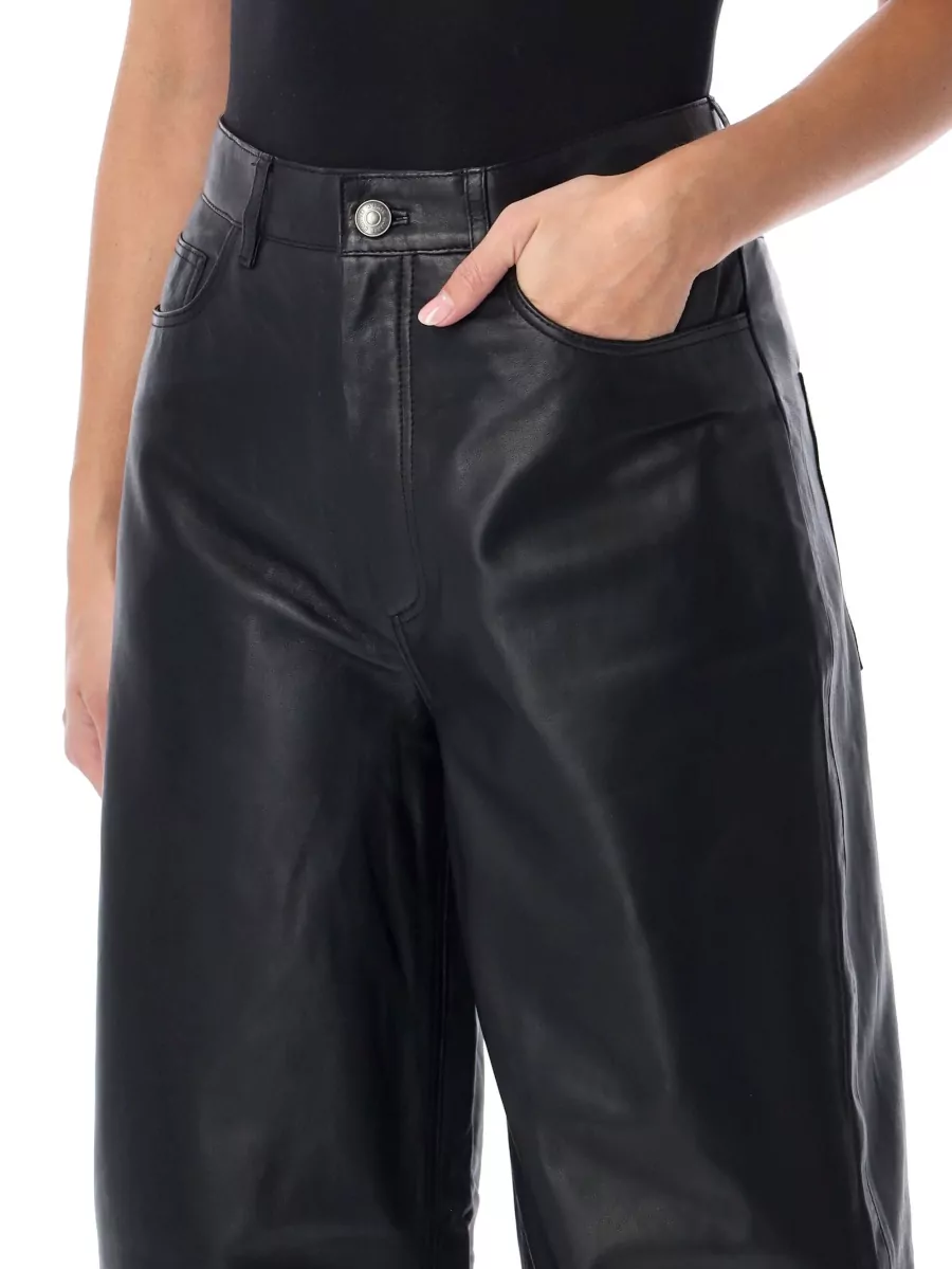Rotate Leather Wide-Leg Trousers