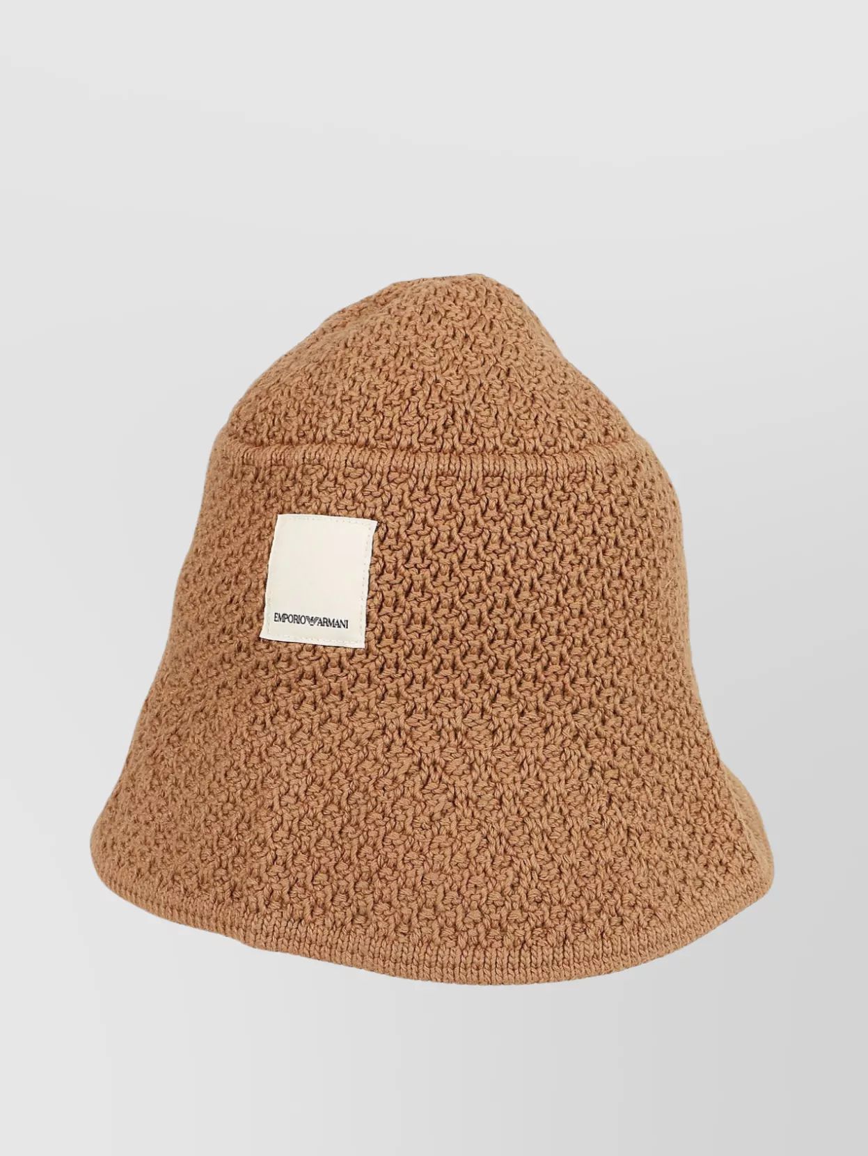 Shop Emporio Armani Knitted Texture Ribbed Brim Beanie