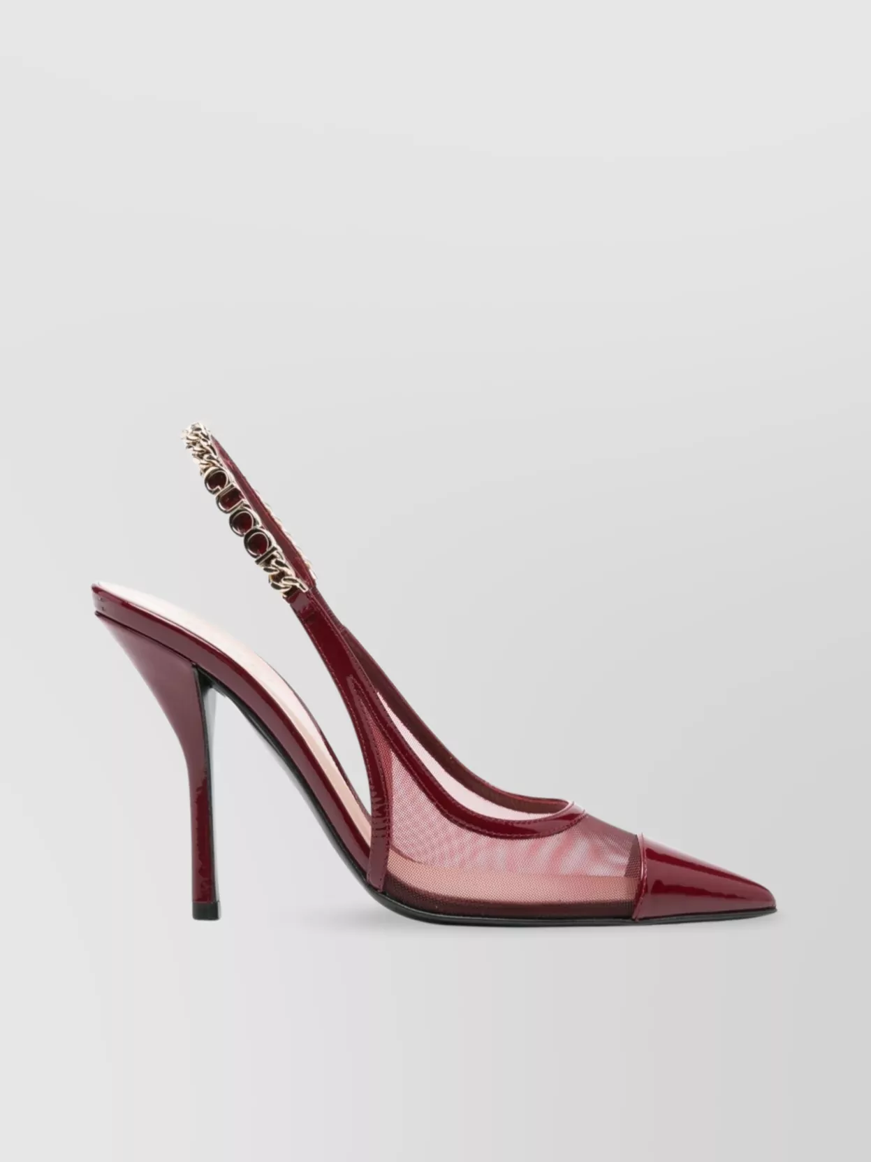 Gucci Mesh Panel Chain Detail Pointed Toe Pumps