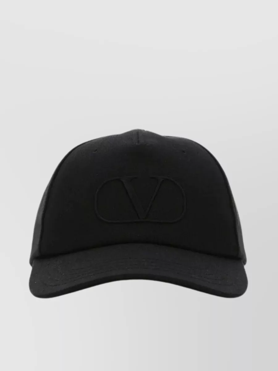Shop Valentino Structured Cotton Baseball Cap In Black