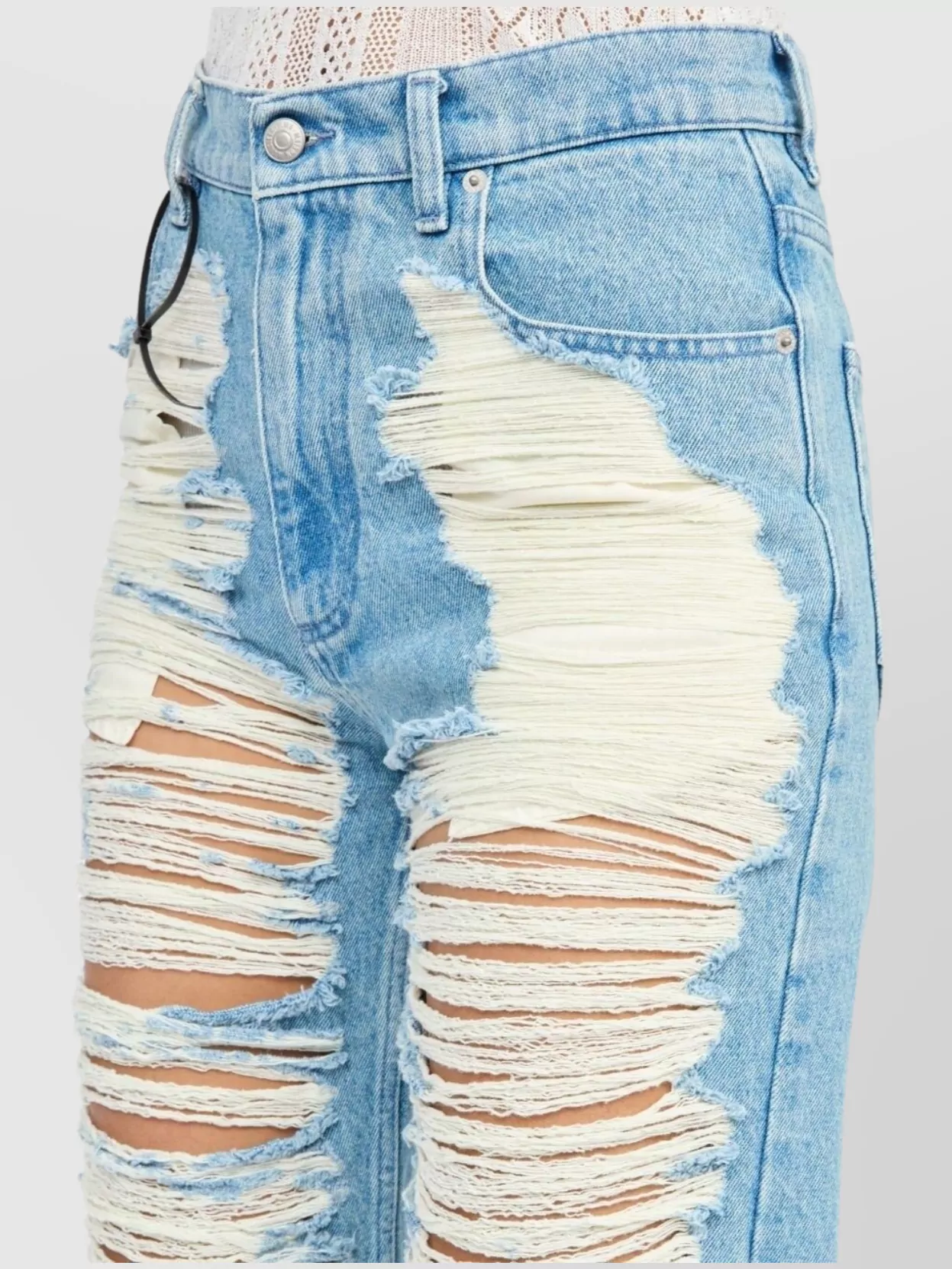 Mm6 Maison Margiela High Waist Distressed Denim Cotton Jeans