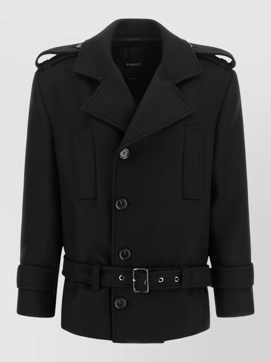 Pinko Wool double-breasted belted coat