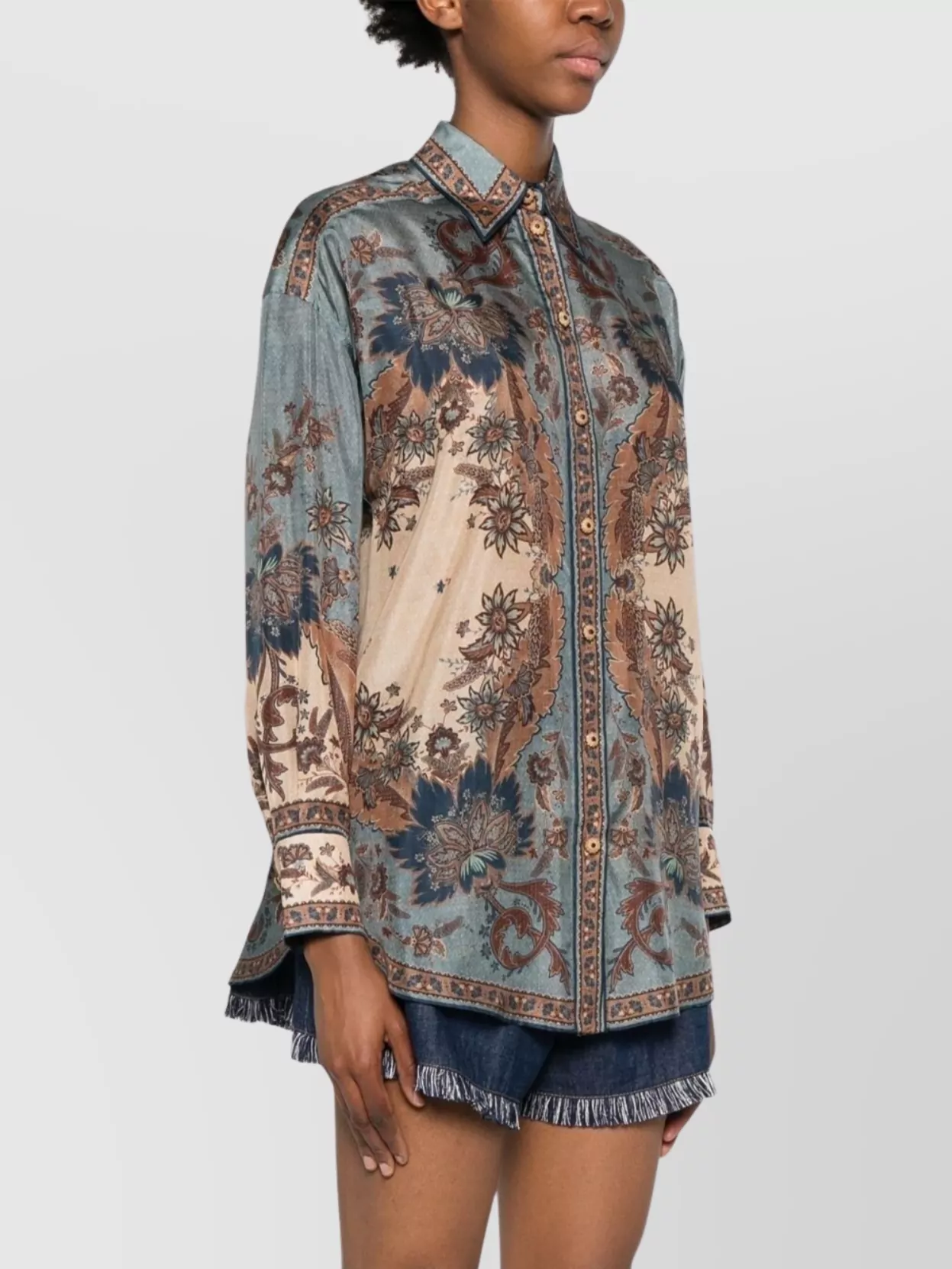 Zimmermann Silk Shirt With Floral Print And Box Pleat