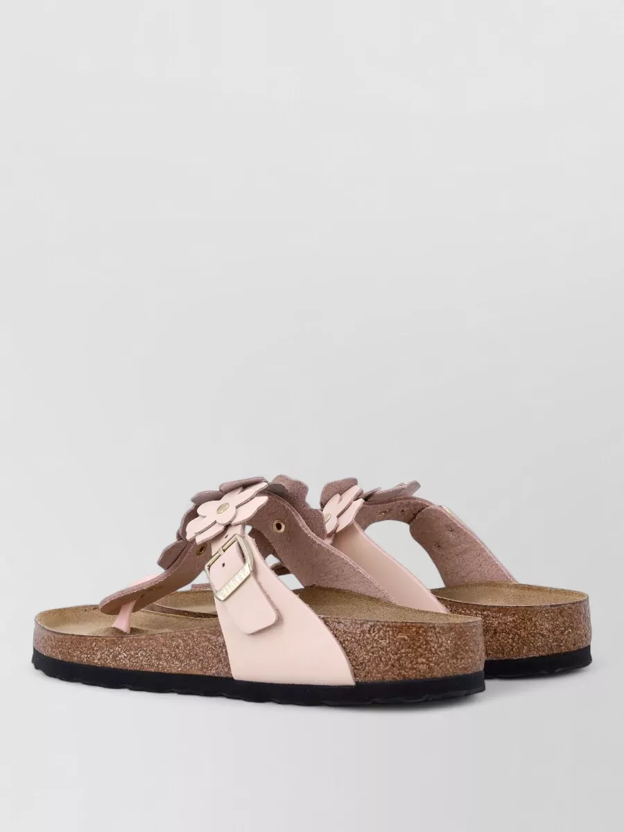 Birkenstock Leather Floral-Appliqué Thong Sandals