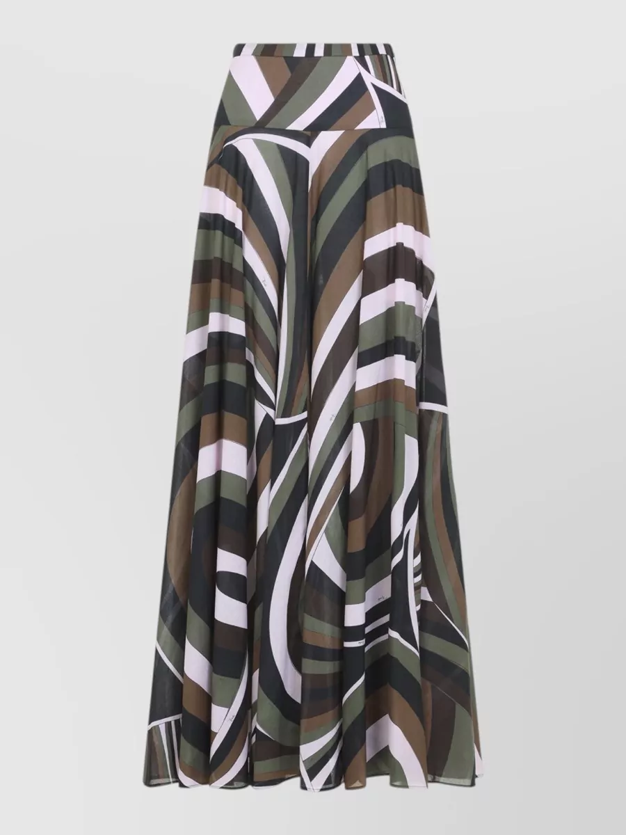 Pucci Printed Paneled Cotton Maxi Skirt