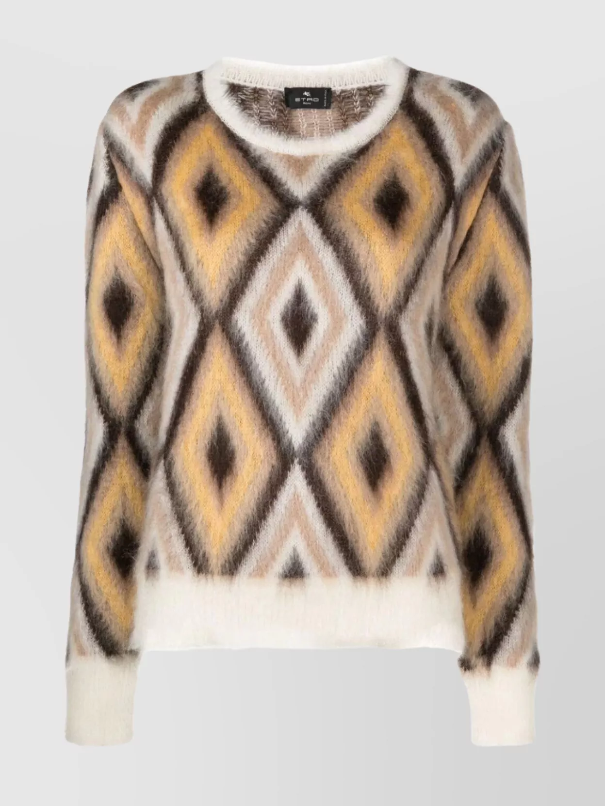 Shop Etro Geometric Knit Crewneck In Size 42 In Brown