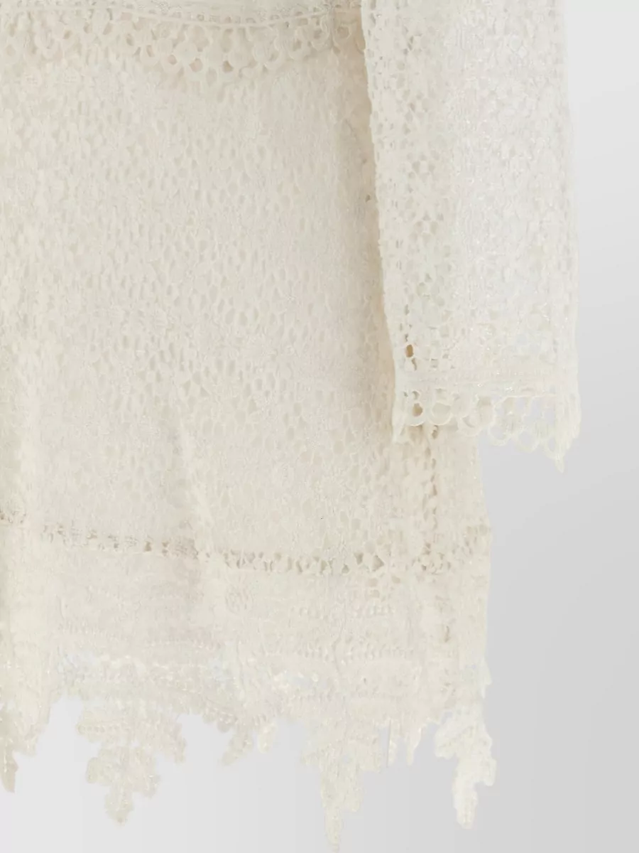 Isabel Marant Cotton Crochet Openwork Long-Sleeve Mini Dress