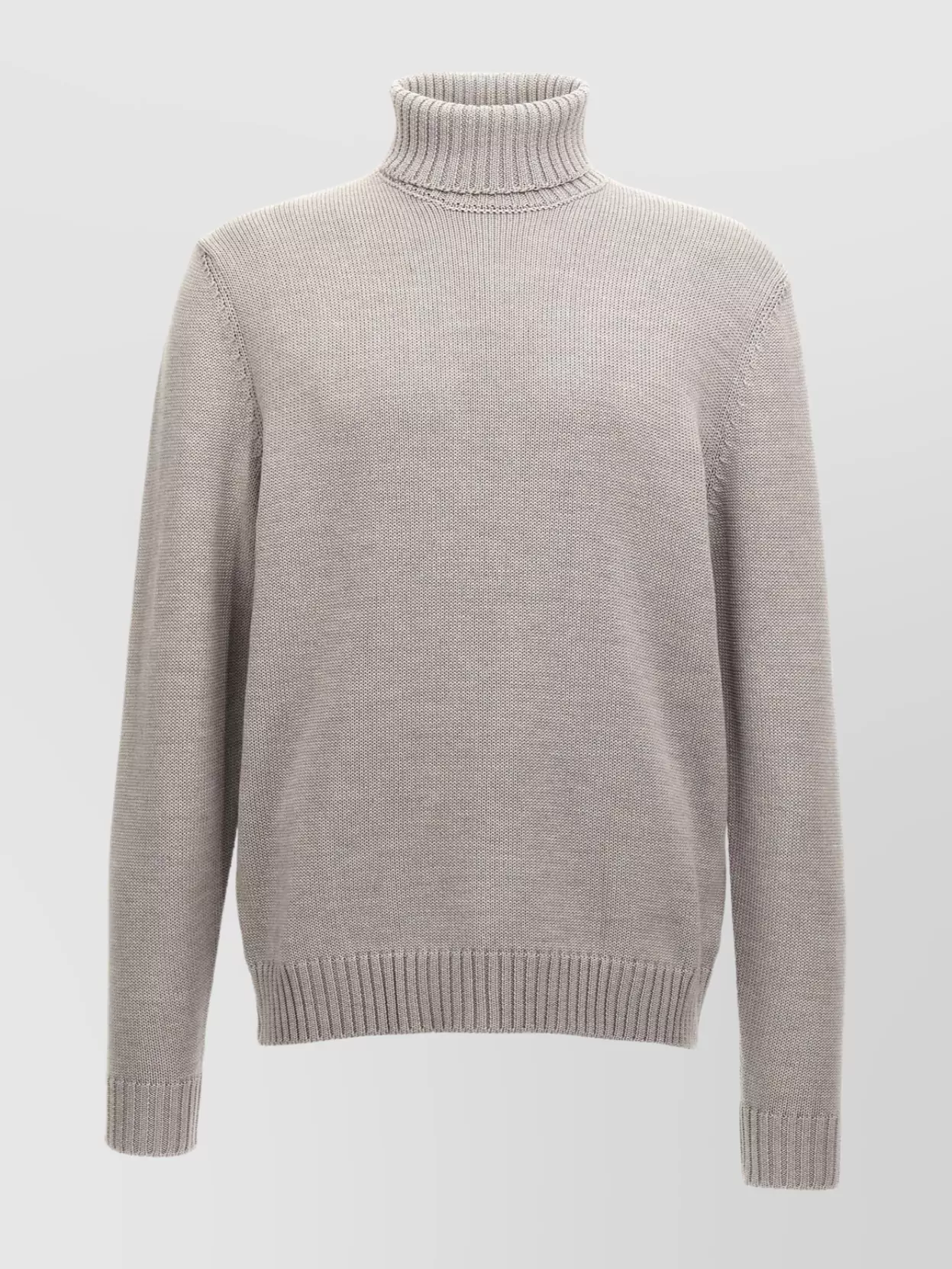 Zanone Wool Turtleneck Sweater With Classic Knit Texture In Gray