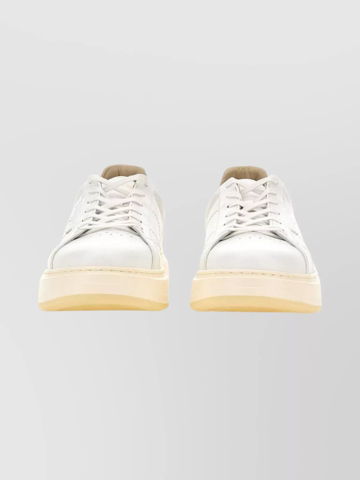 Woolrich Round Toe Leather Sneaker With Rubber Sole In White