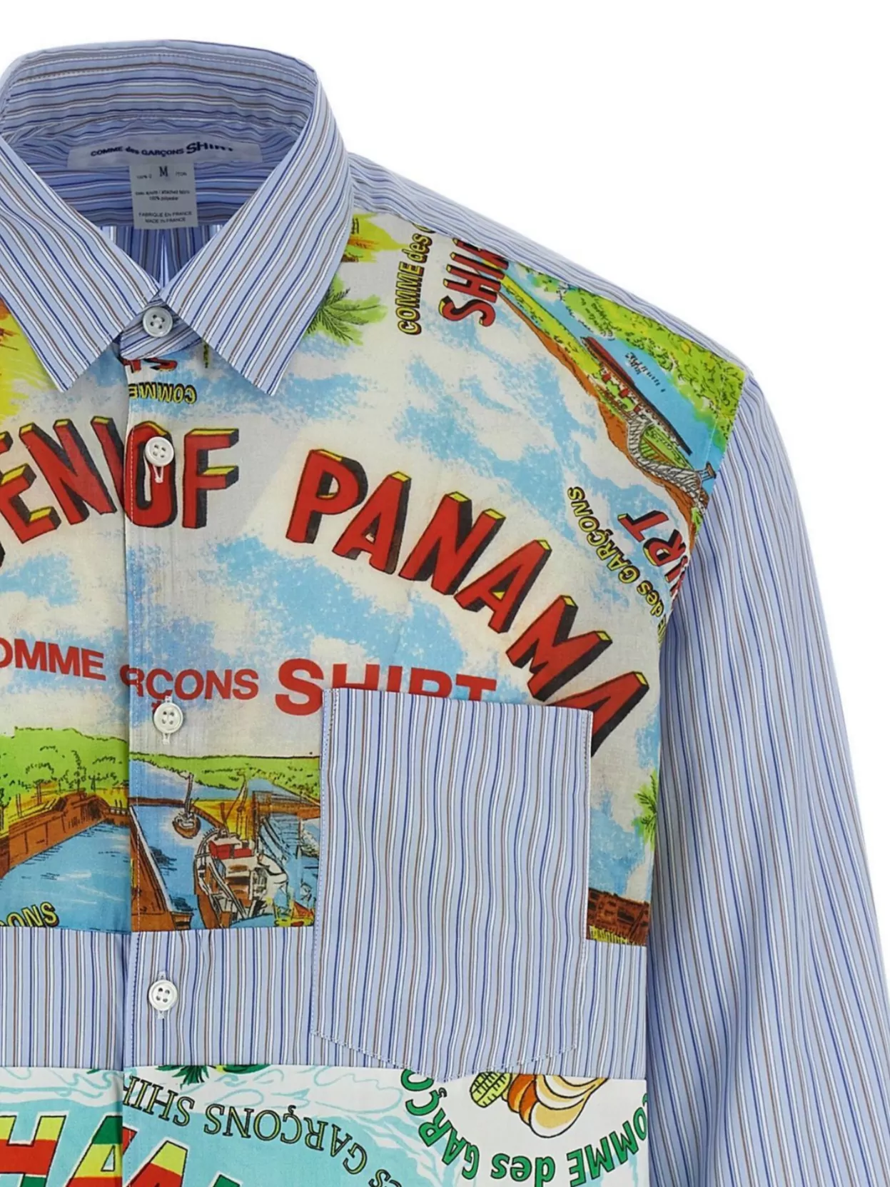 Comme Des Garçons Shirt With Graphic Print And Striped Design