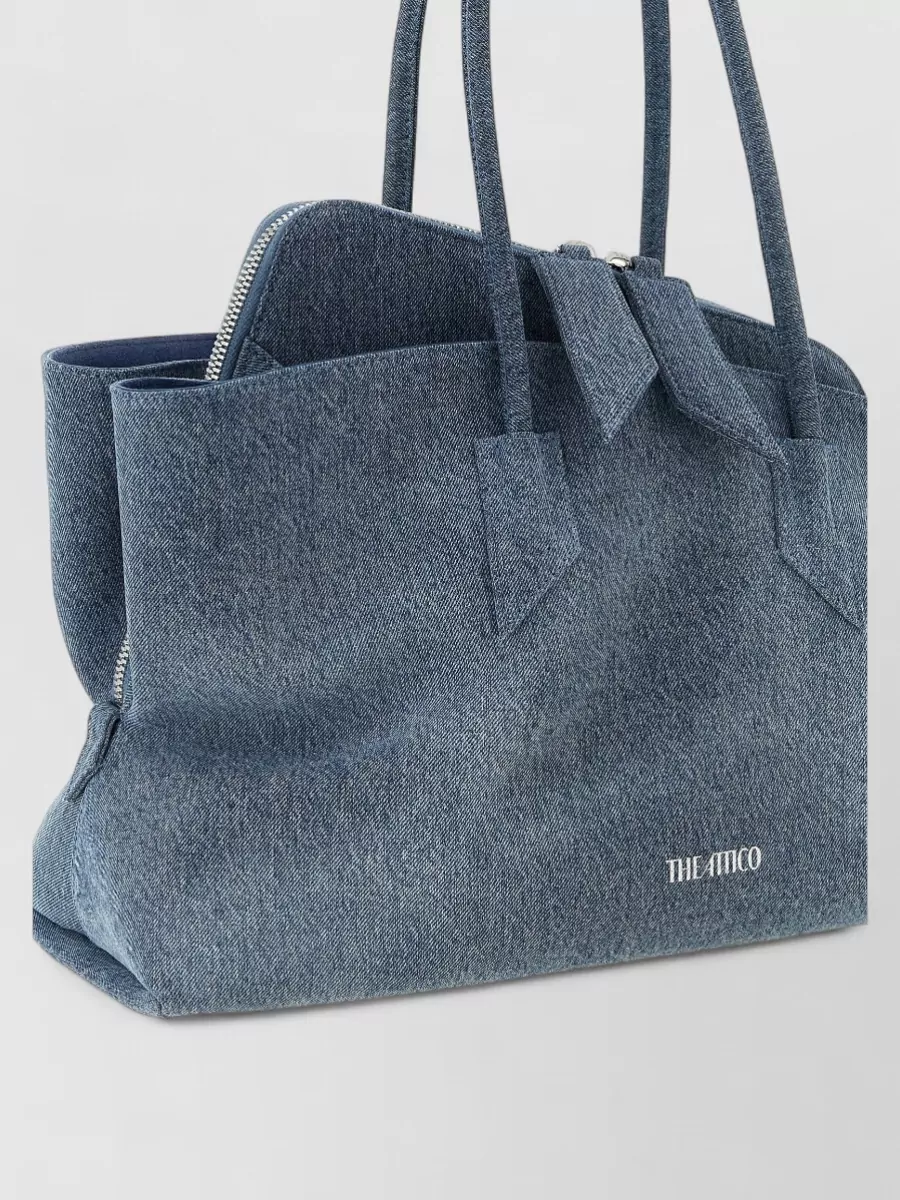 The Attico Medium Denim Asymmetric Tote Bag