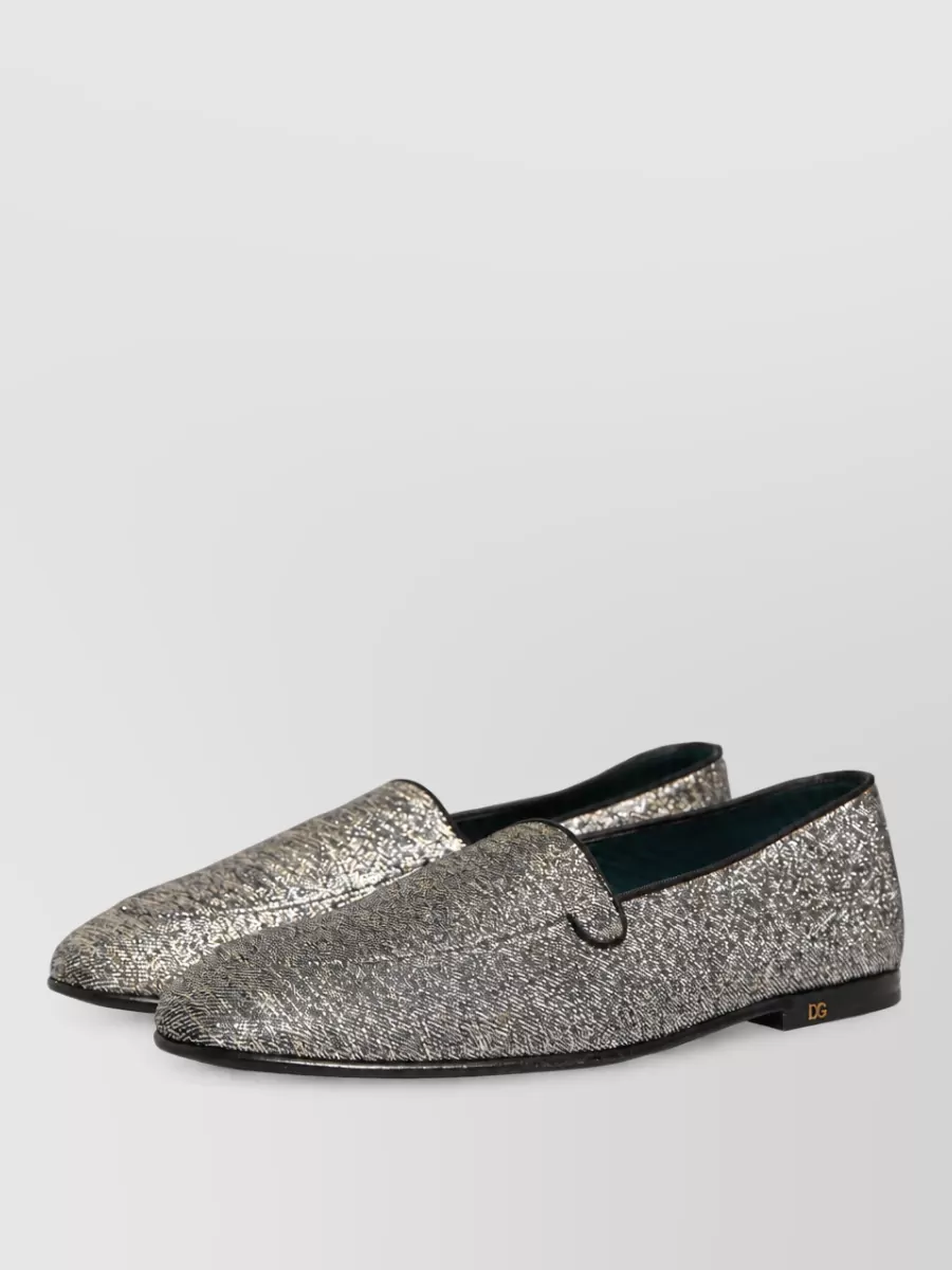 Dolce&Gabbana Leather Glitter Slippers