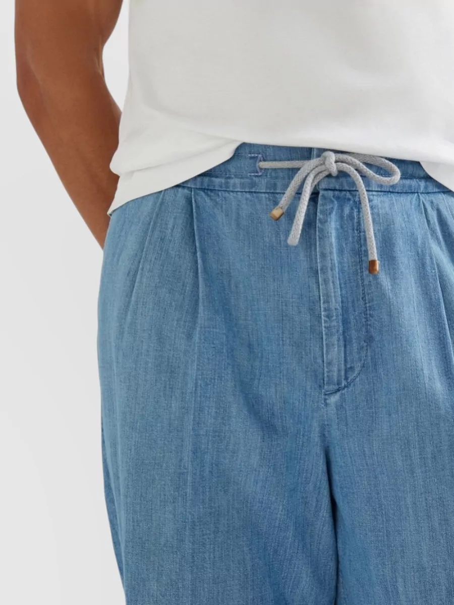 Brunello Cucinelli Comfortable Cotton Trousers Featuring Pleated Front