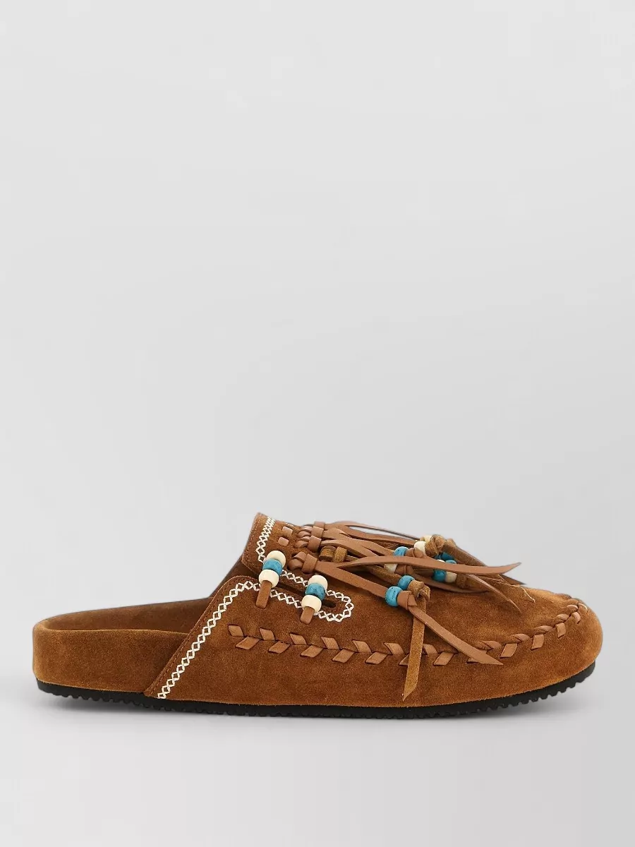 Alanui Leather Embroidered Mules