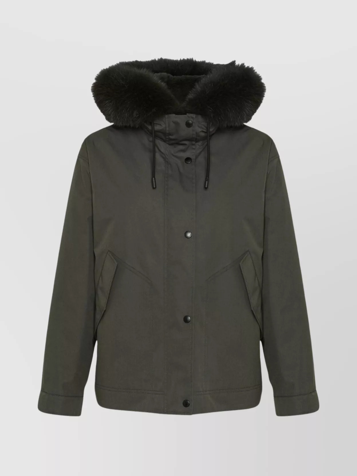 Yves Salomon Cotton Blend Short Parka With Fur Trim