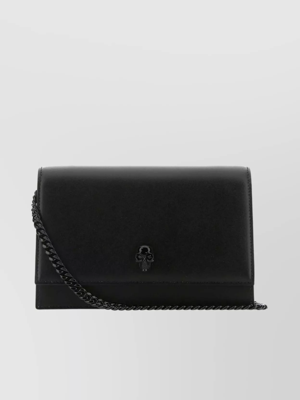 ALEXANDER MCQUEEN MINI SKULL CLUTCH WITH CHAIN STRAP AND FOLD-OVER FLAP