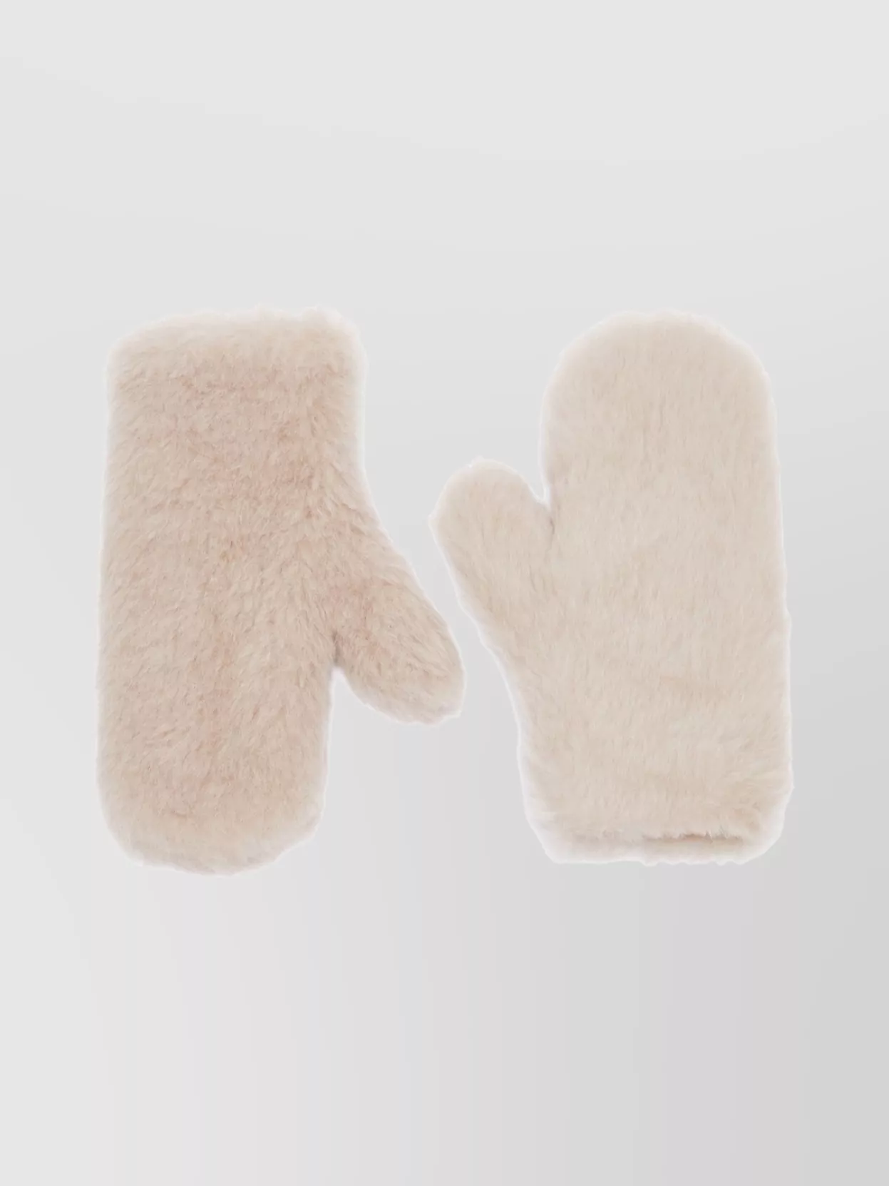 Max Mara Stringed Faux Fur Gloves In Neutral