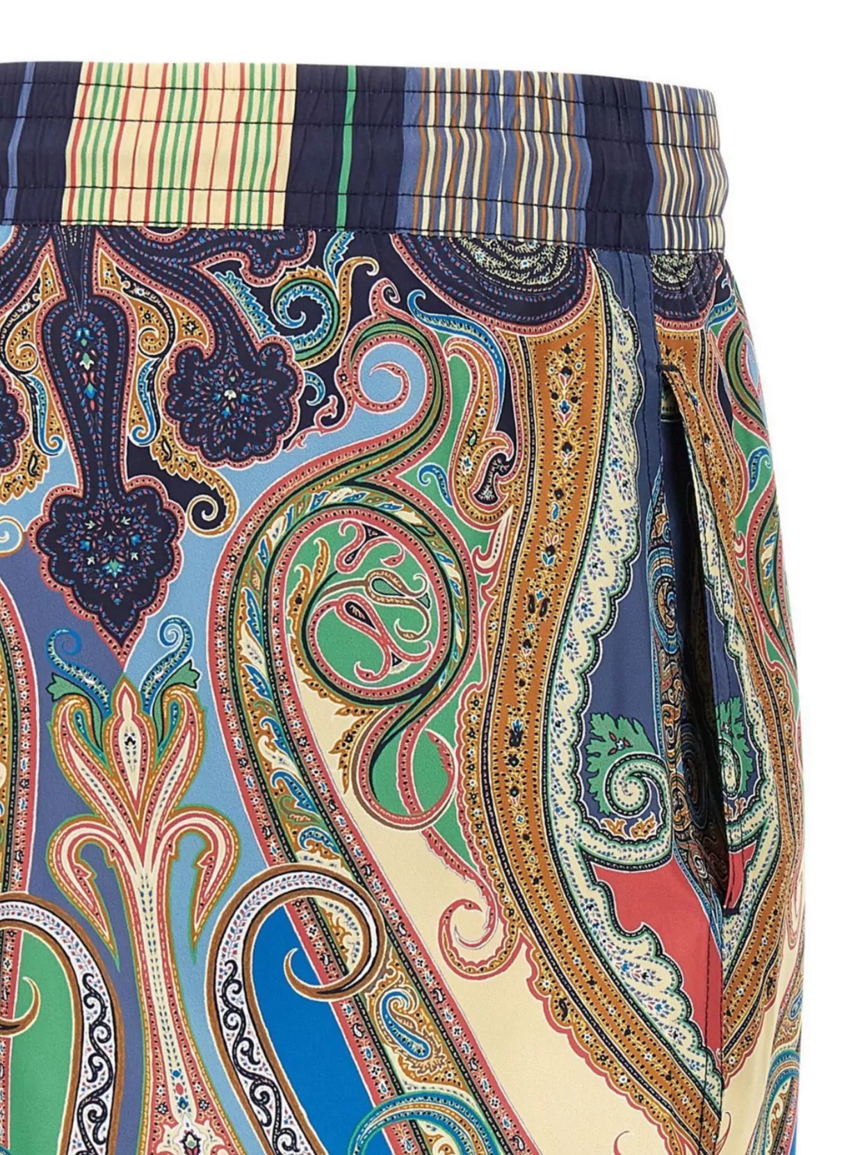 Etro Swimsuit Paisley Print Elastic Waistband Side Pockets