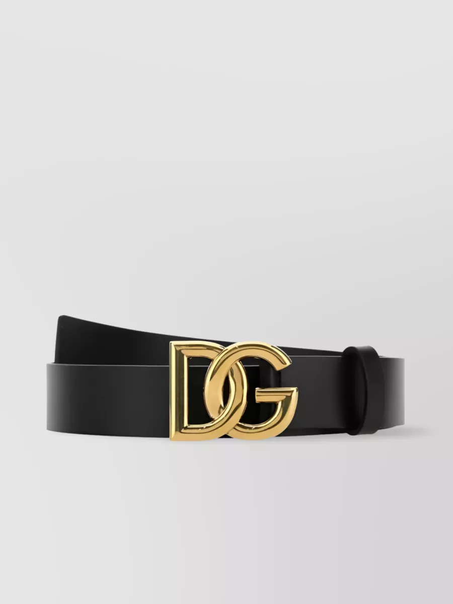 Shop Dolce & Gabbana Signature Logo Calf Leather Belt In Black