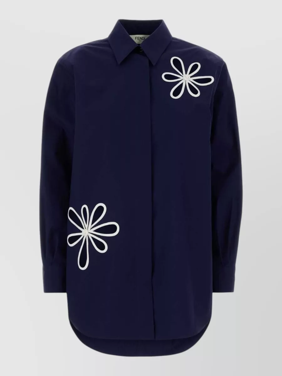 Fendi Floral cutout poplin shirt