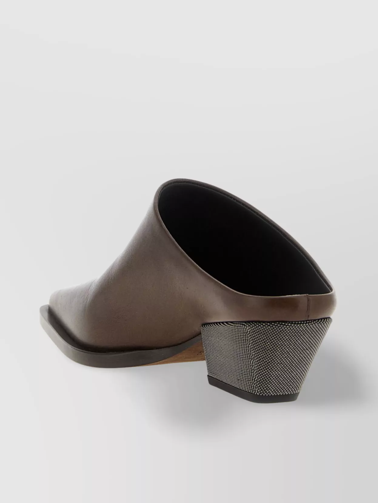 Brunello Cucinelli Luxe Block Heel Leather Mules