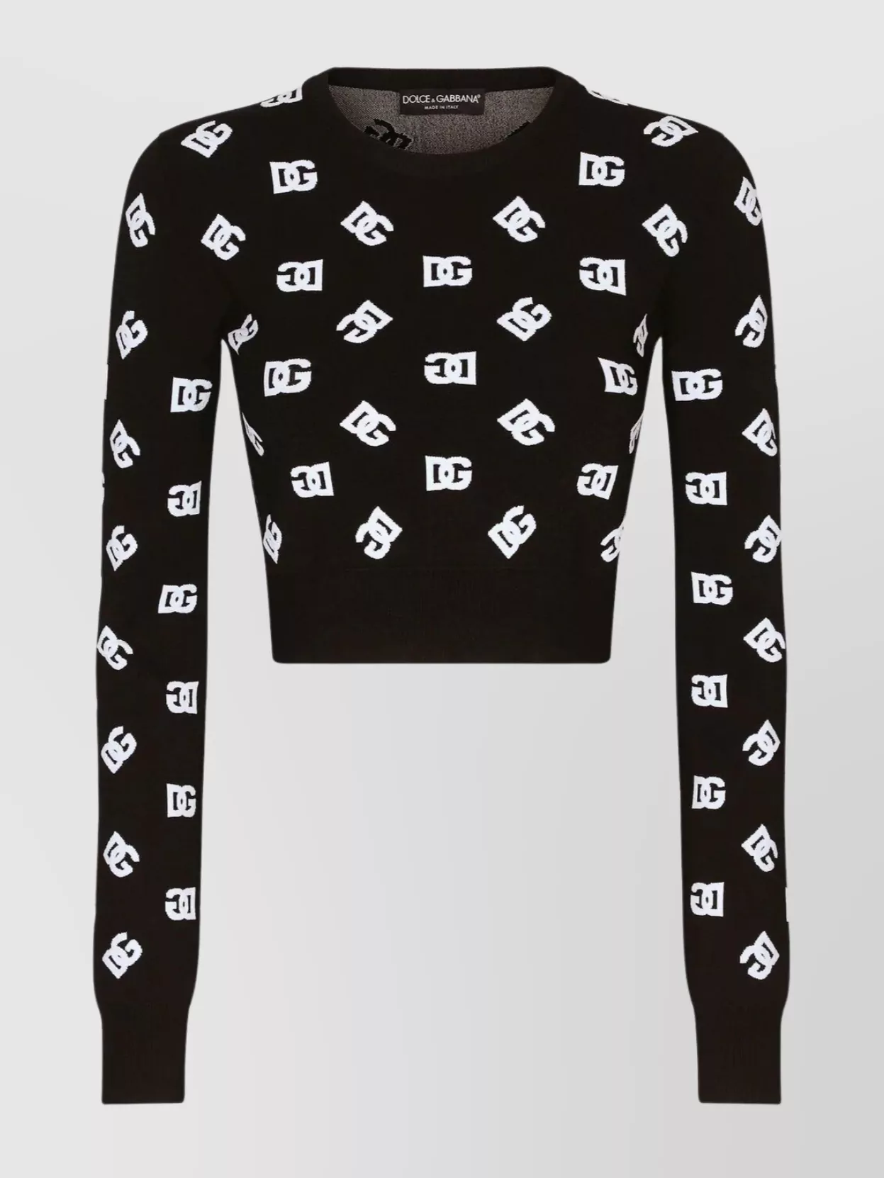 Shop Dolce & Gabbana Logo Jacquard Cropped Sweater