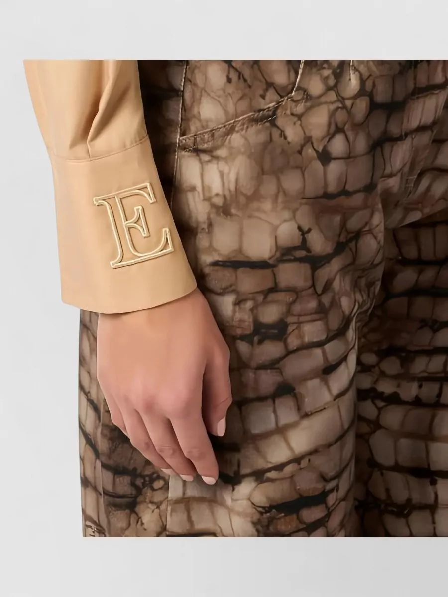 Elisabetta Franchi Shirt Collared Neck Embroidered Cuffs Long Tie