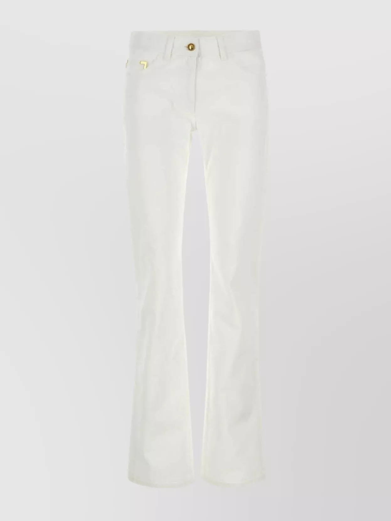 Shop Palm Angels Flared Denim Trousers With Belt Loops And Back Pockets