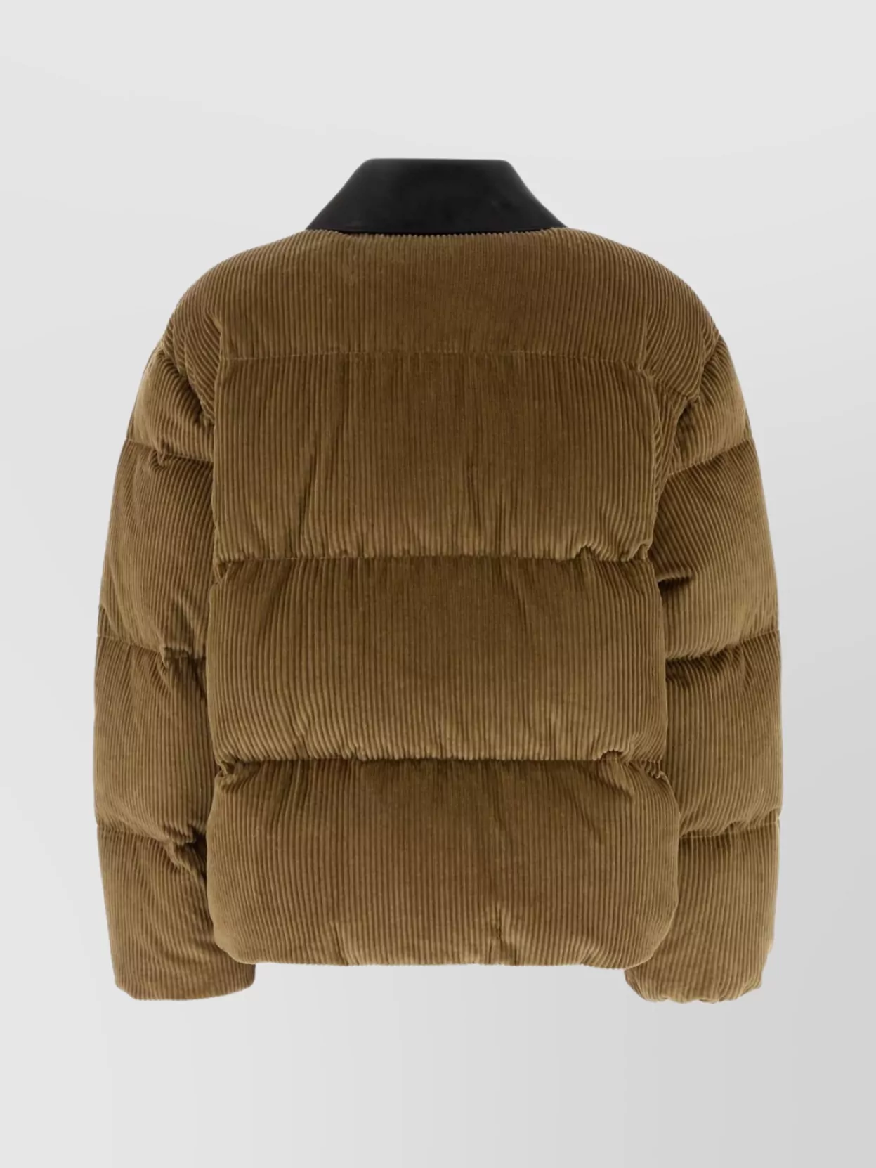 Miu Miu Corduroy Padded High Collar Down Jacket In Brown