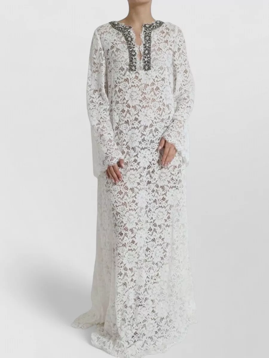 Dolce&Gabbana crystal-embellished lace maxi dress