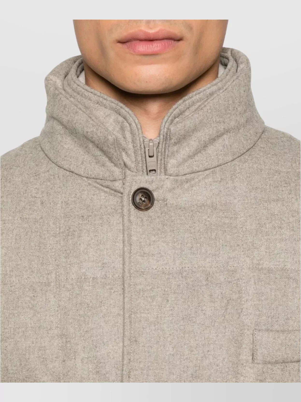 Fay Puffer Jacket Double-Breasted High Collar