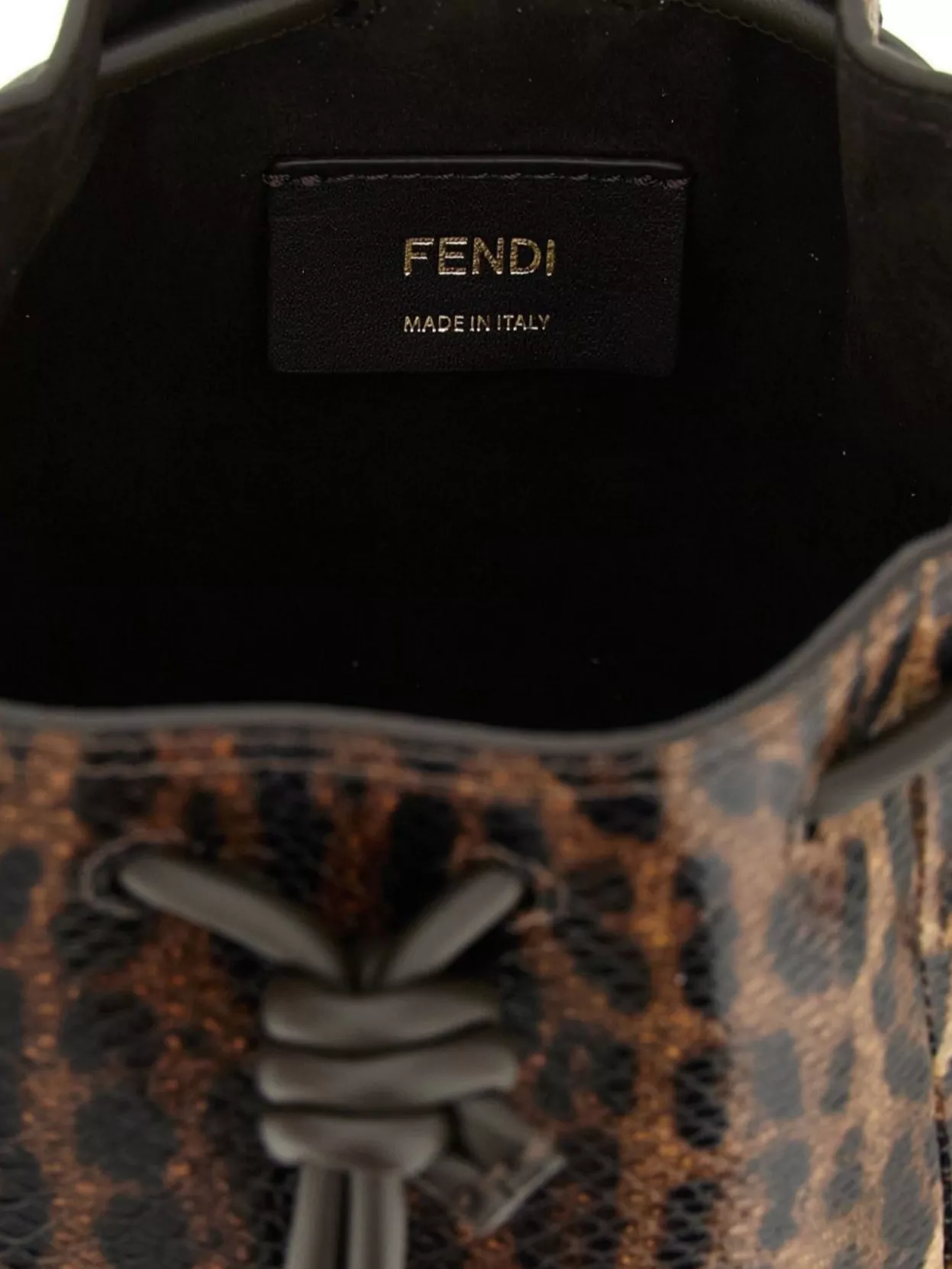 Fendi Mini Bucket Bag Animal Print In Brown