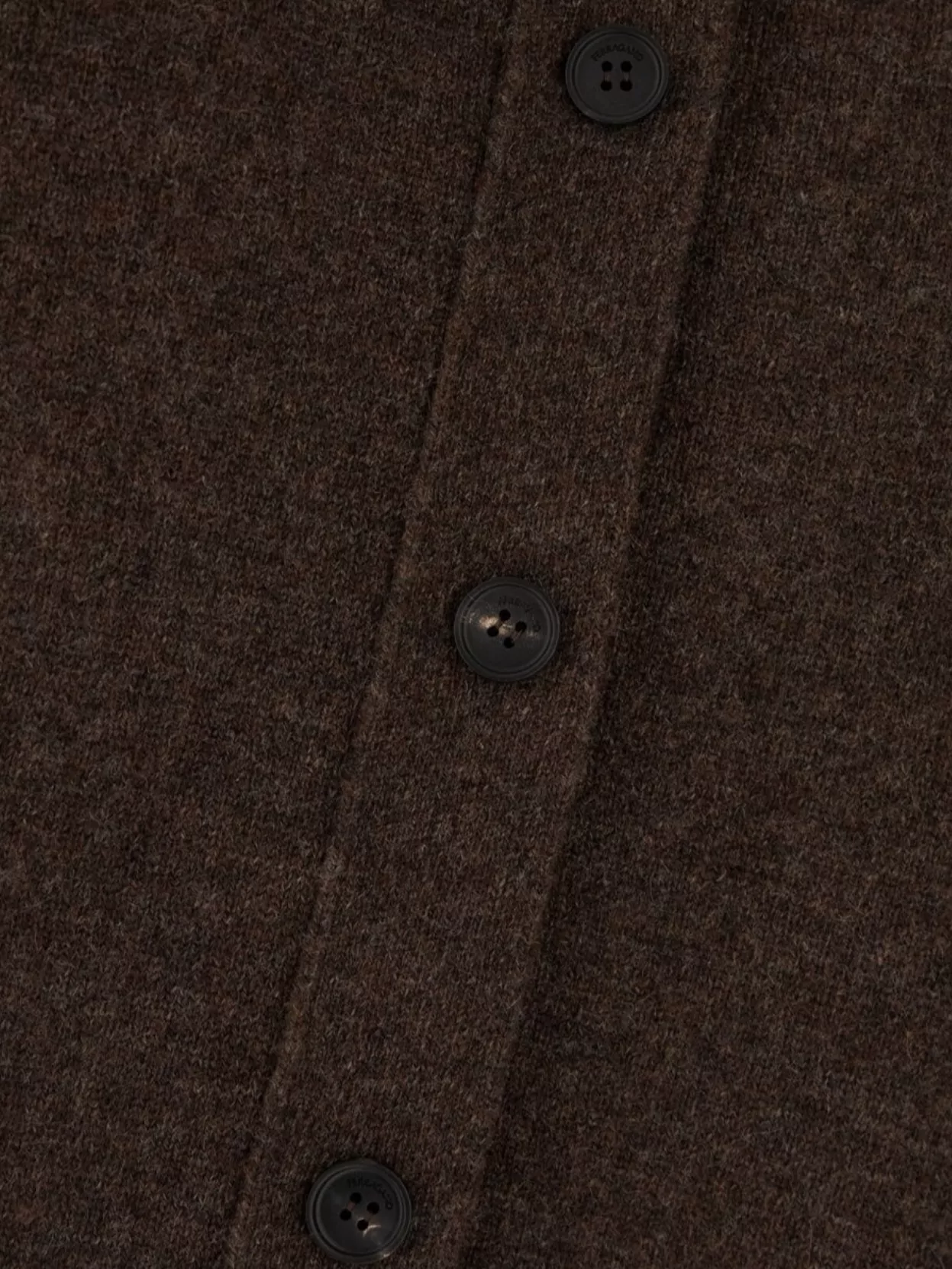 Ferragamo Crew Neck Wool Blend Cardigan In Brown