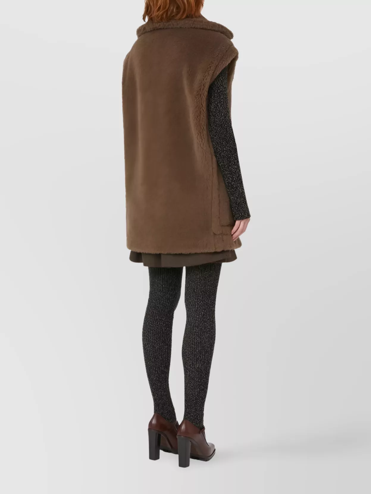 Max Mara Oversized Double-Breasted Teddy Vest Coat