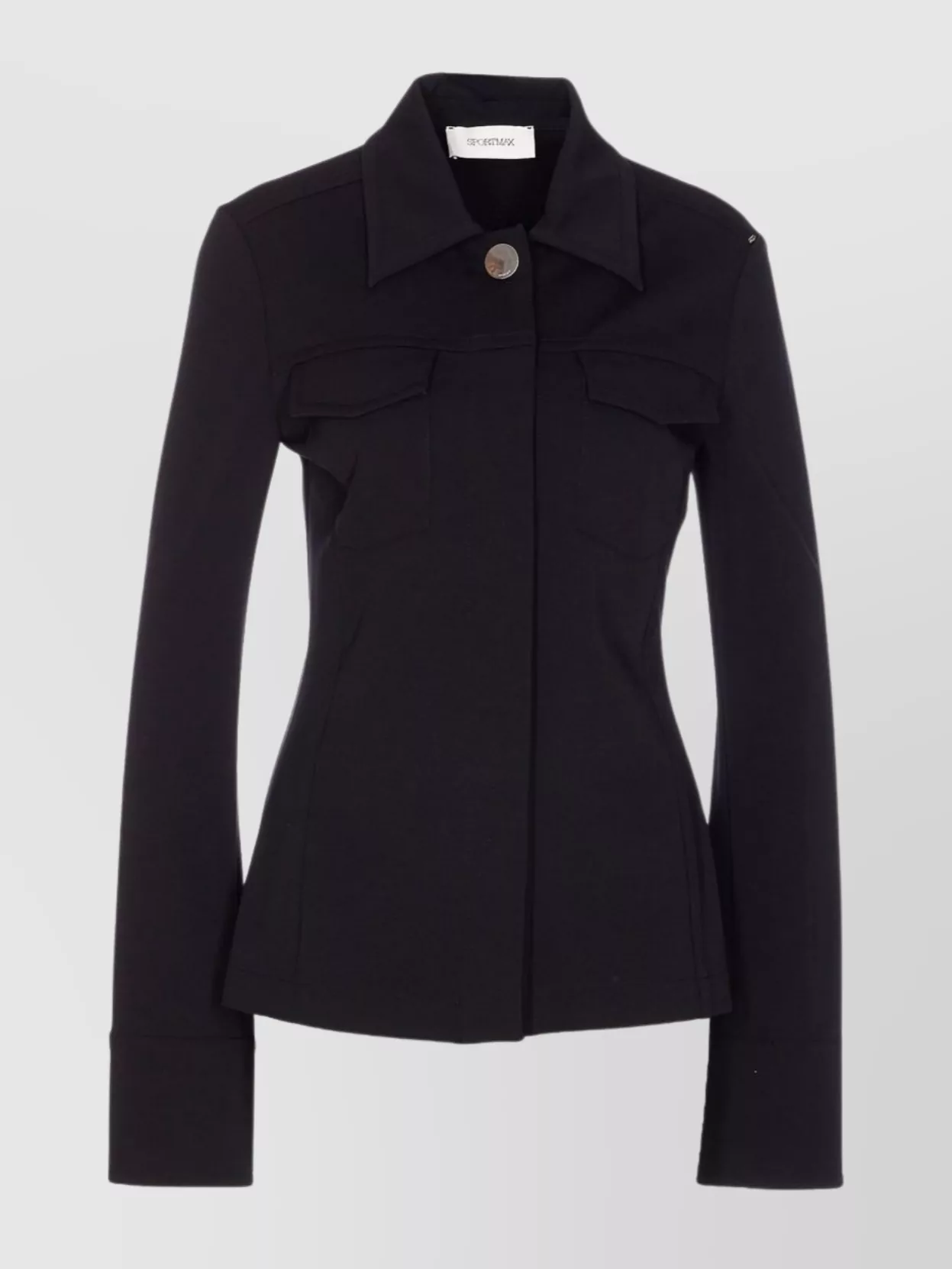 Sportmax Tailored Crepe Knitted Jacket With Flap Pockets In Blue