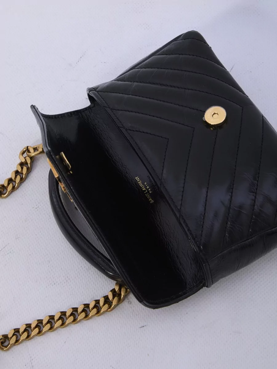 Saint Laurent College Chain Leather Mini Shoulder Bag