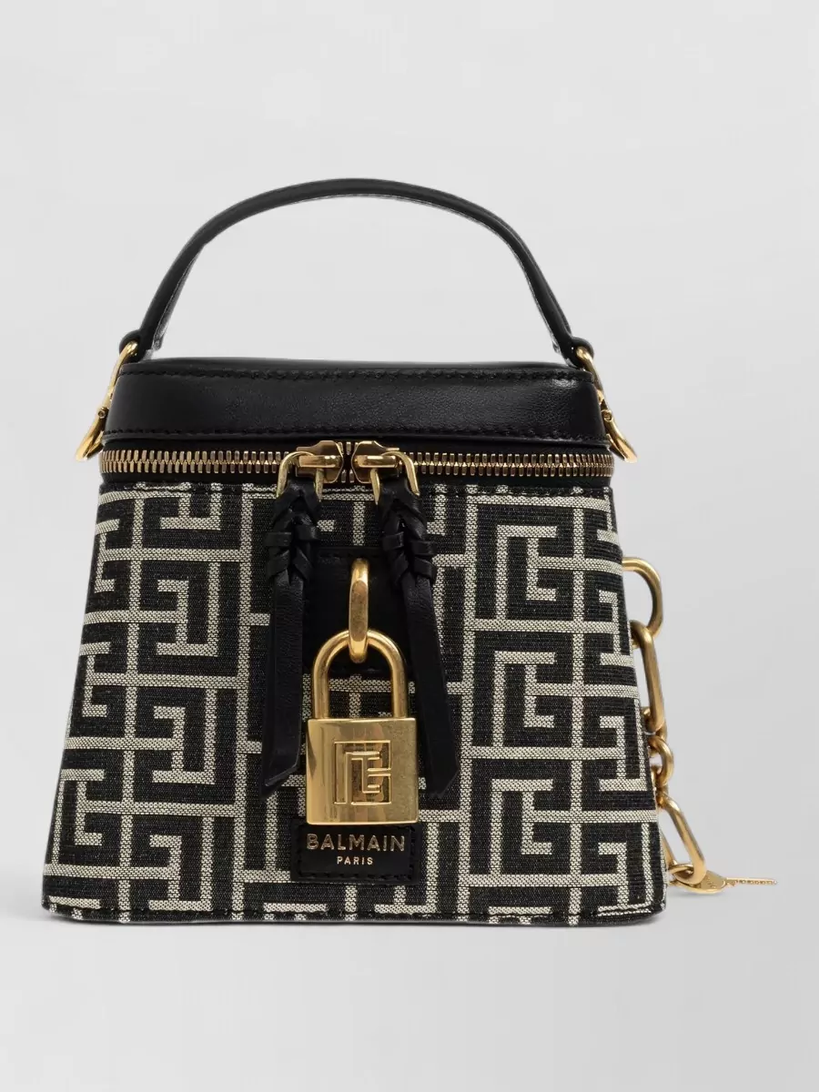 Balmain pulse mini jacquard canvas vanity bag