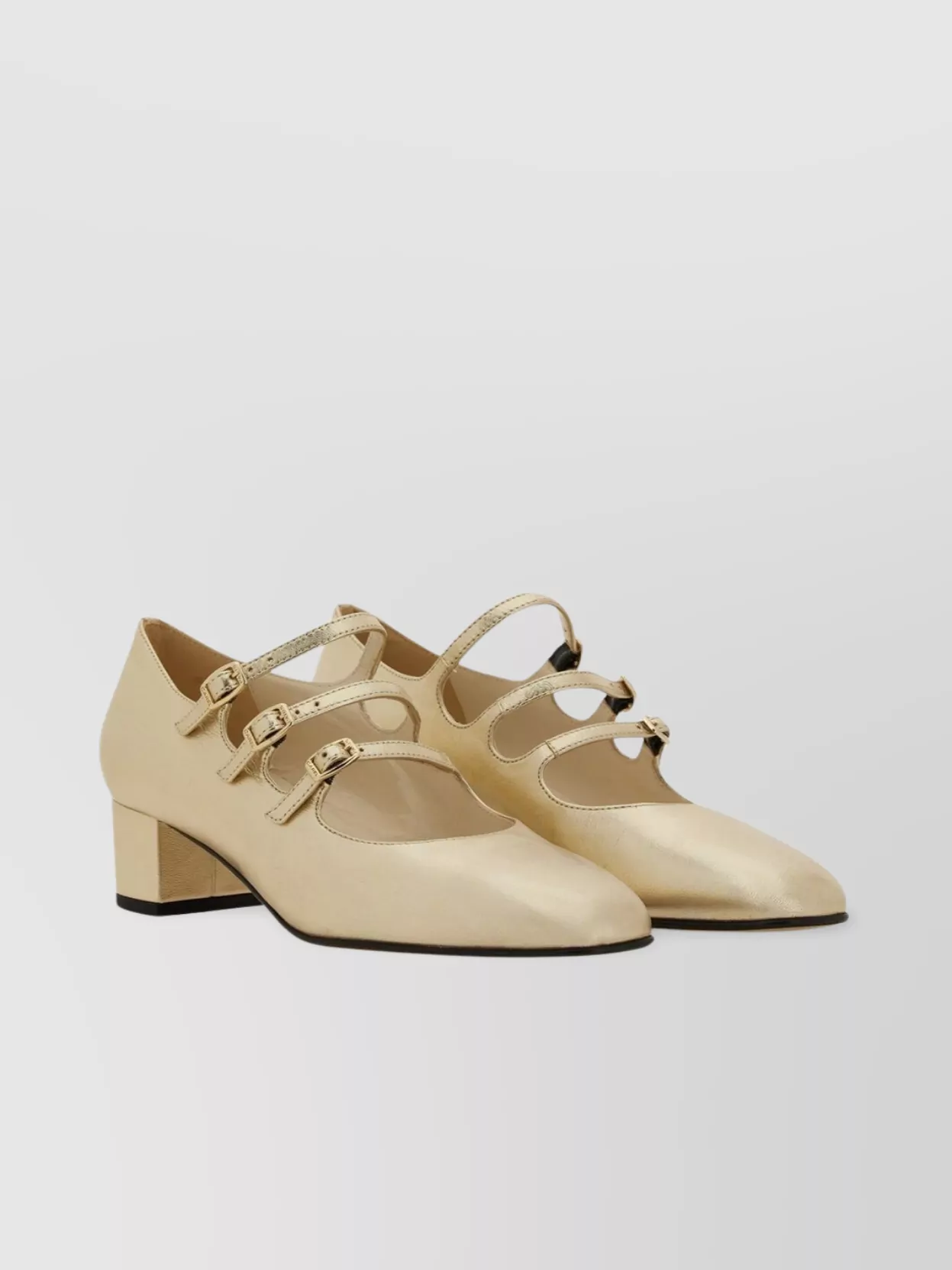 Shop Carel Paris "kina" Triple Buckle Strap Block Heel Pumps