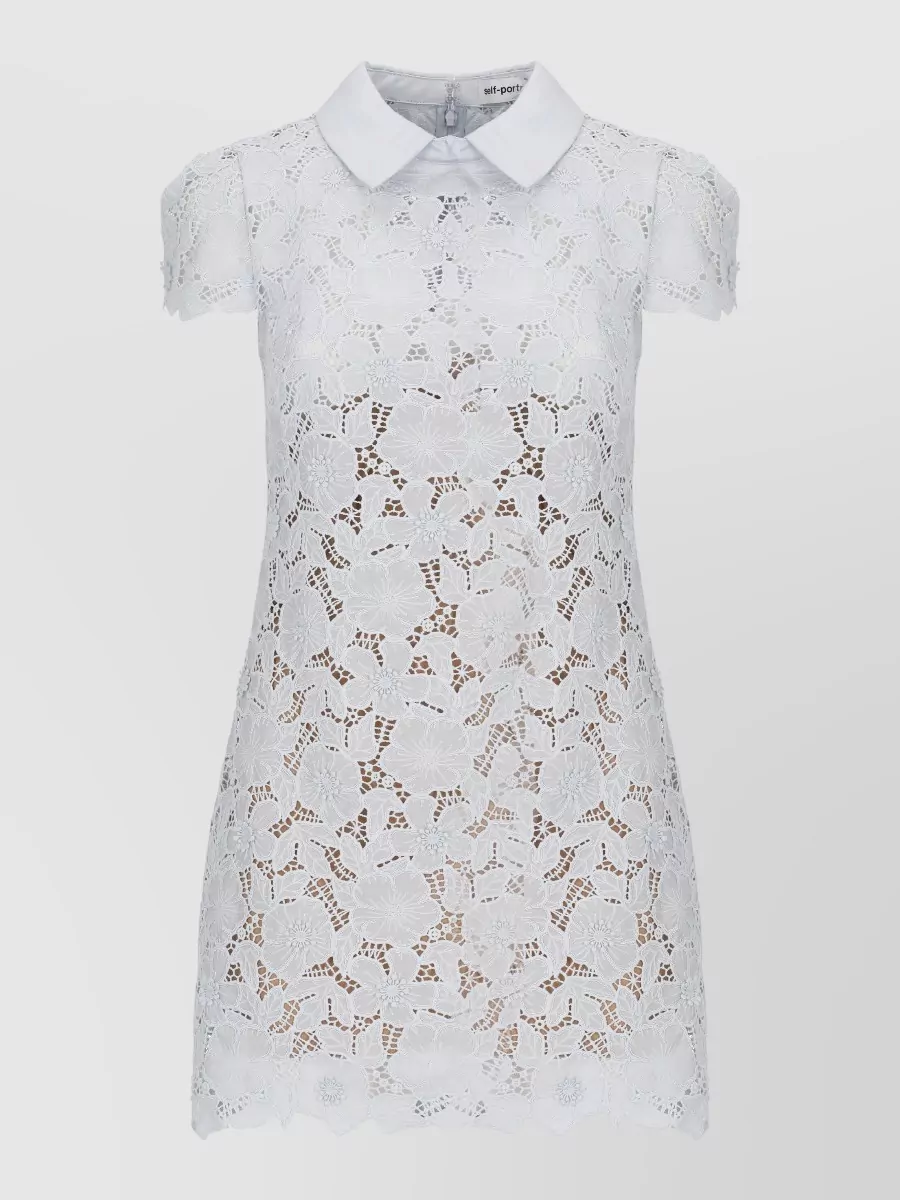 Self-Portrait lace short-sleeve mini dress
