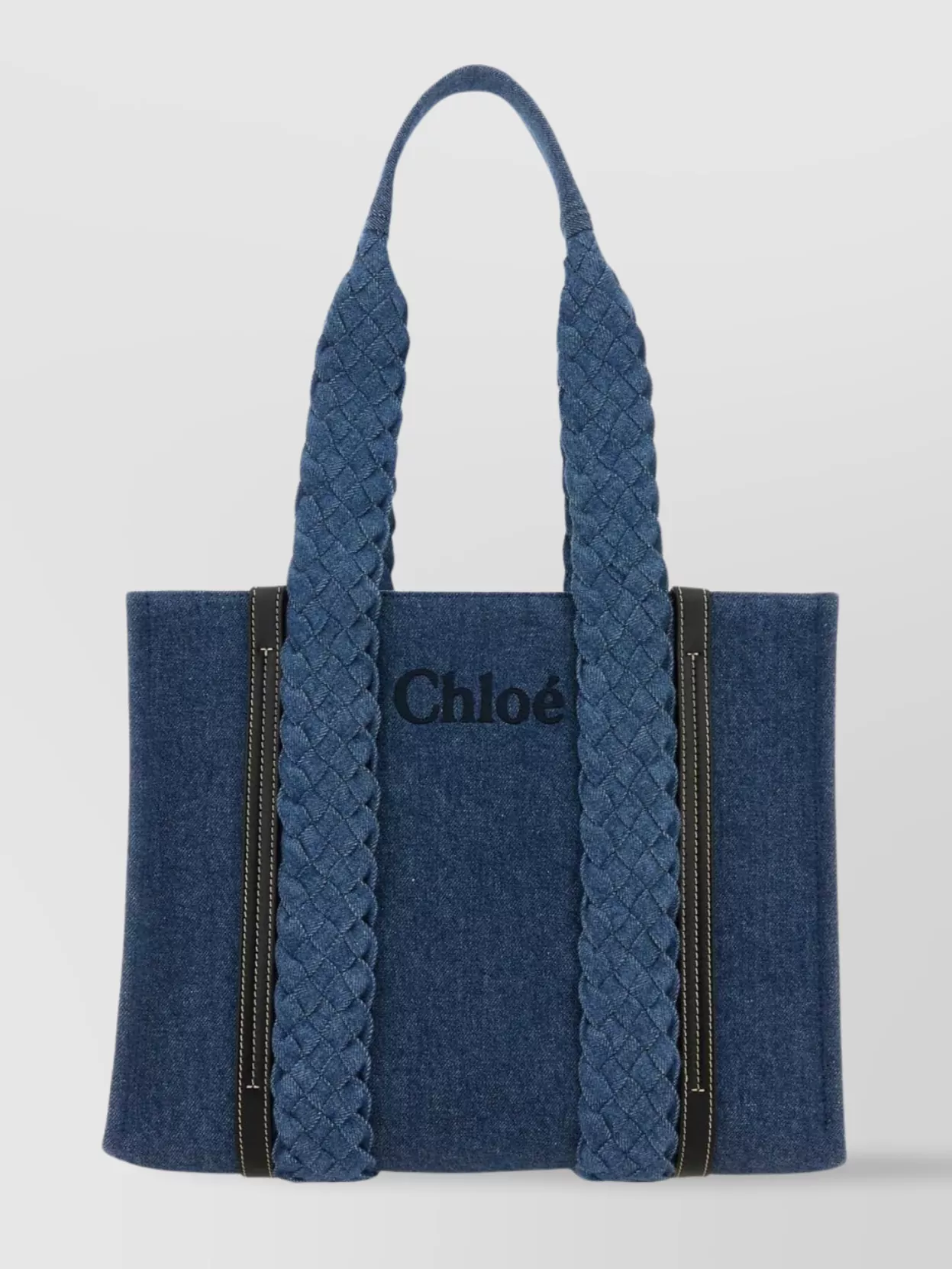 Shop Chloé Woven Handles Tote Bag In Blue