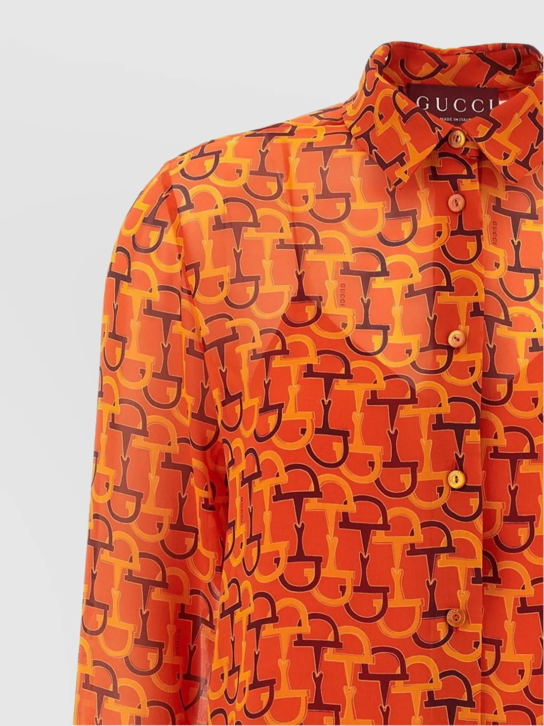 Gucci Allover Print Long Sleeve Collared Shirt