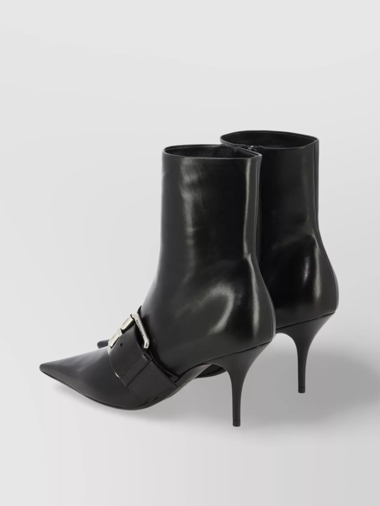 Balenciaga Women Leather Ankle Boots With Maxi Buckle In Black