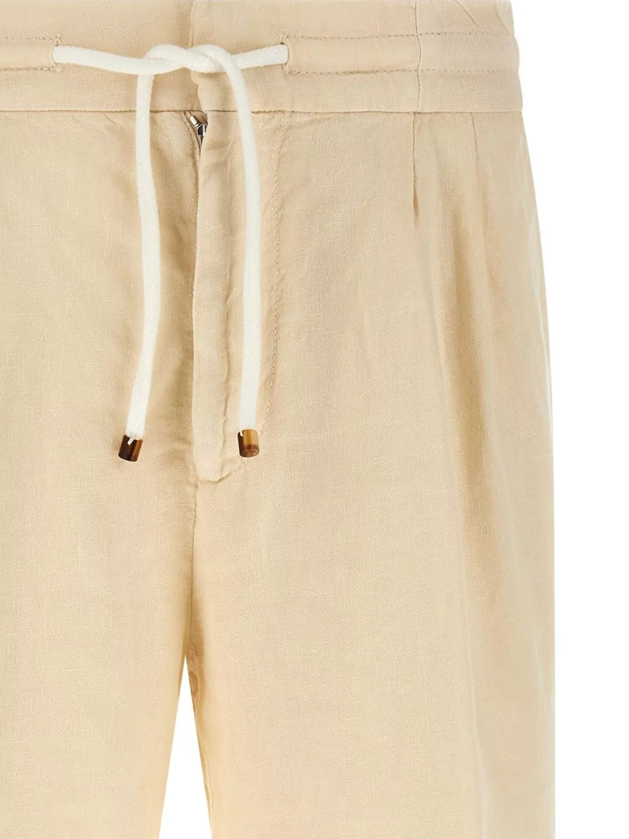 Brunello Cucinelli Linen Bermuda Shorts Rolled Hem Pockets