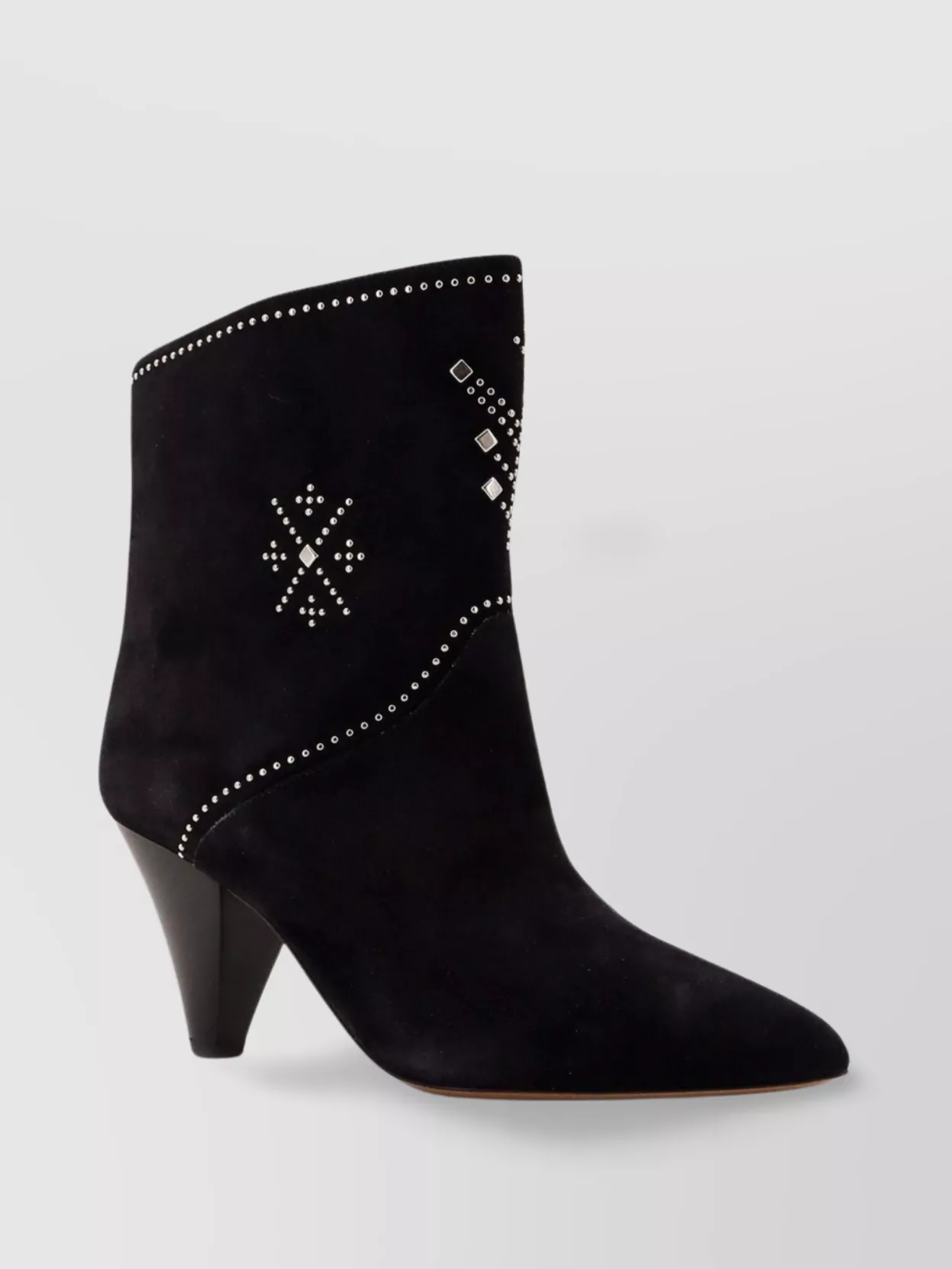 ISABEL MARANT STUDDED SUEDE ANKLE BOOTS WITH CONE HEEL
