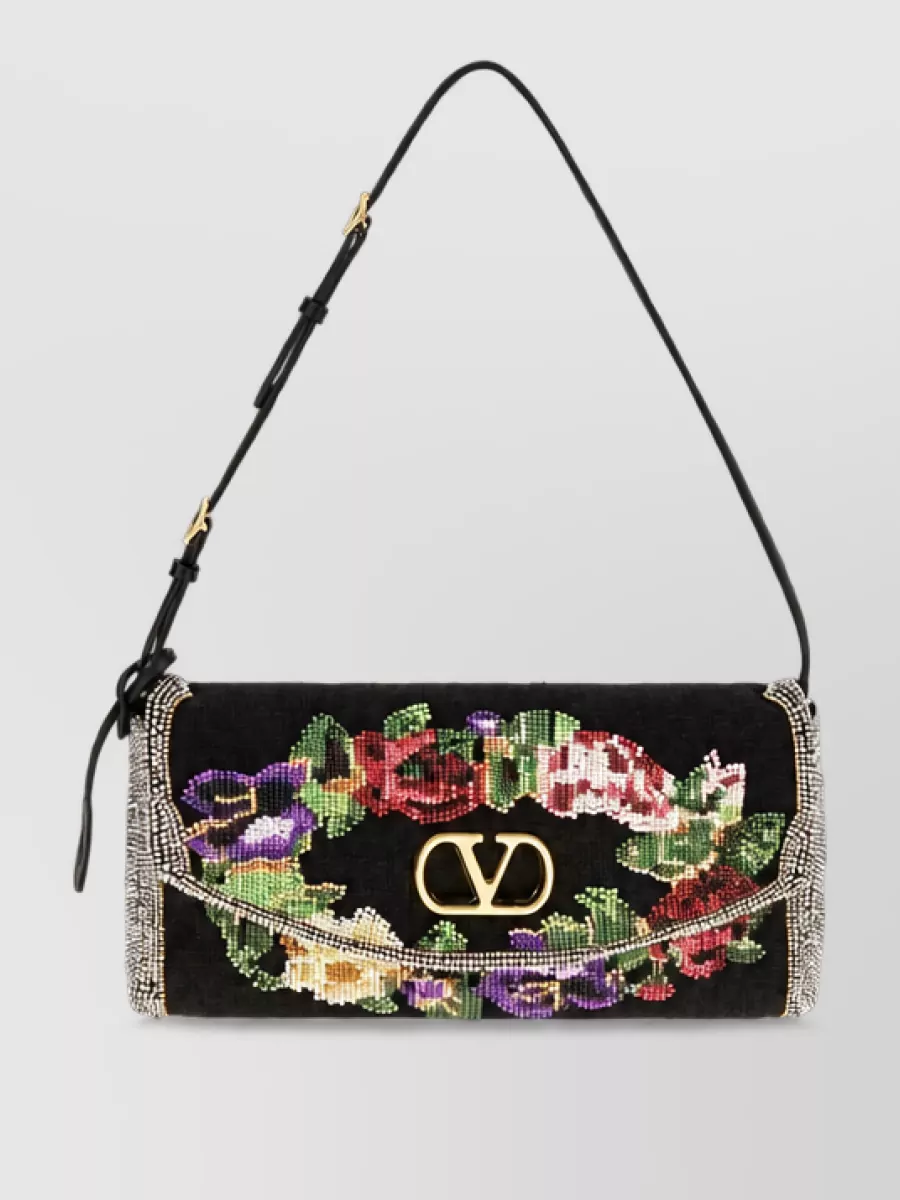 Valentino Garavani De Vain Small Linen Clutch Bag